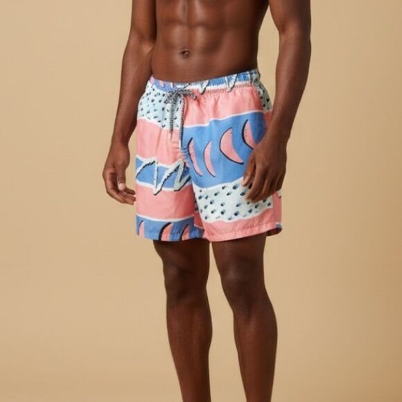 No Brand Other - Boardies Men's Swim Trunks M Multicolor Retro Beach Design Shorts